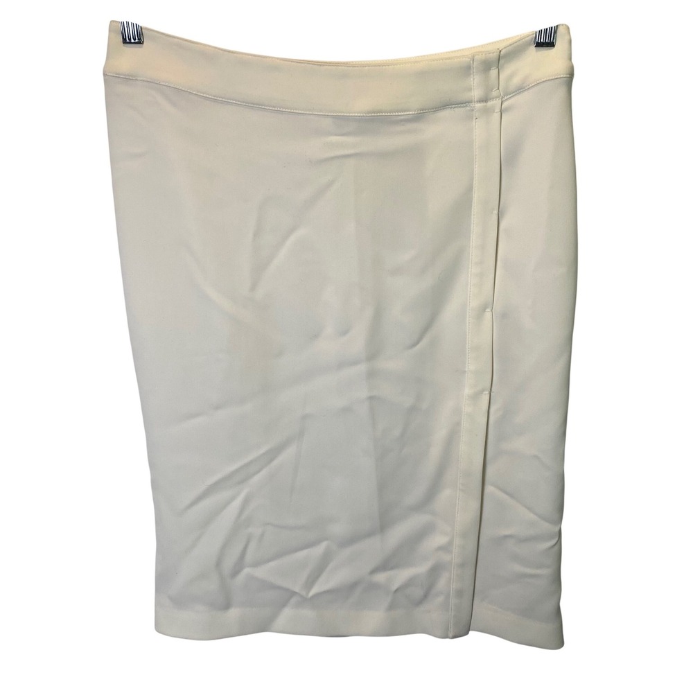 Ferre Milano Pencil Skirt Womens 42 White Italian Wrap Front Slit Designer Chic